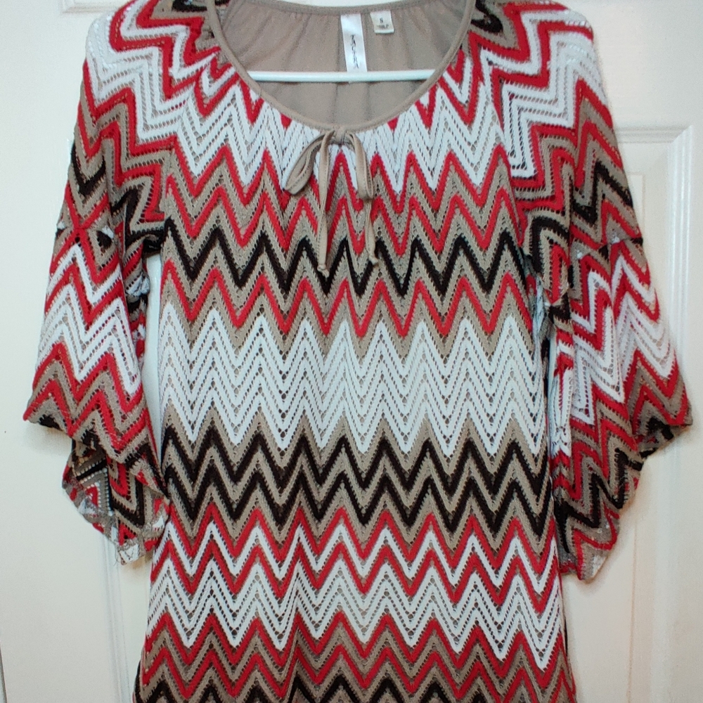 Tacera Chevron Pattern Blouse Sm